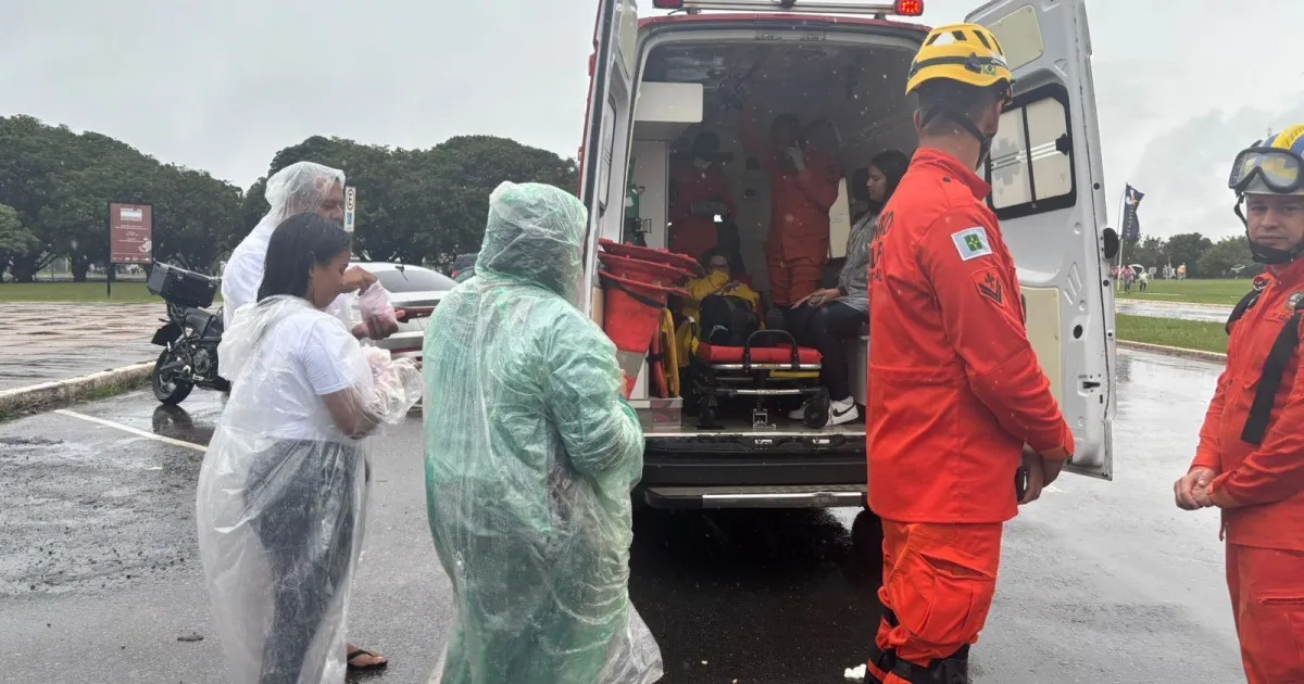 Raio atinge apoiadores de Nikolas Ferreira durante ato Brasília