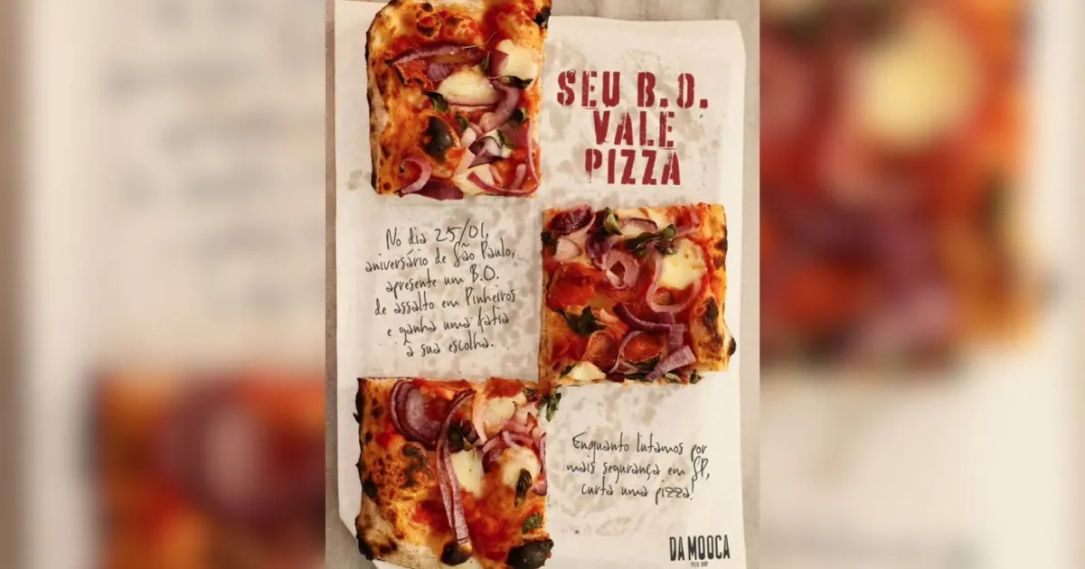 “Seu B.O vale uma pizza”: vítimas de assalto ganharão fatia gratuita em SP